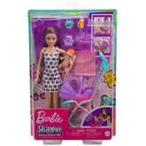 Barbie Skipper Babysitters Playset with Skipper Babysitter Brunette Doll, Stroller, Baby Doll & 5 Accessories for Kids Ages 3 Year & Up